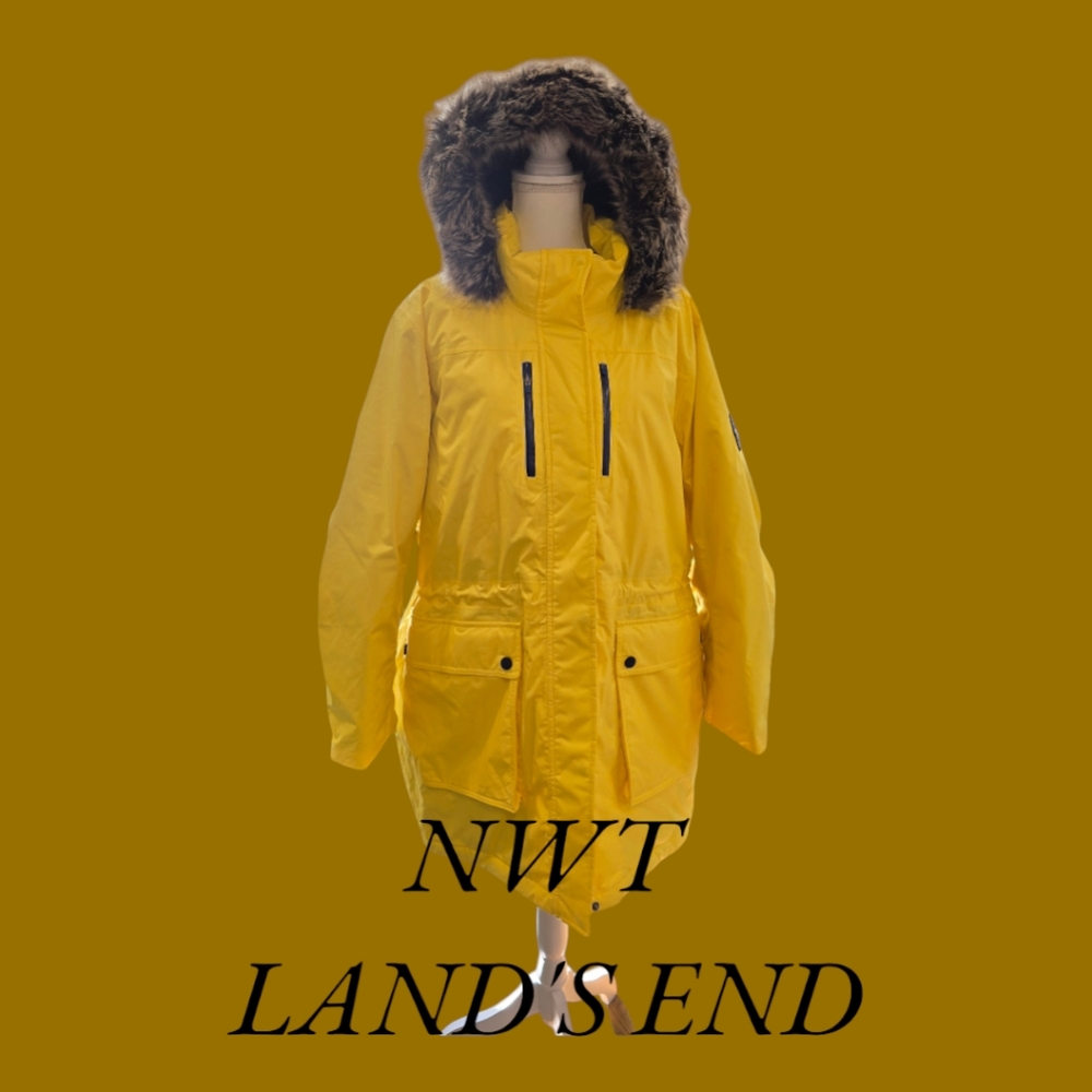 Land's End Expedition Parka, 2X, yellow & navy